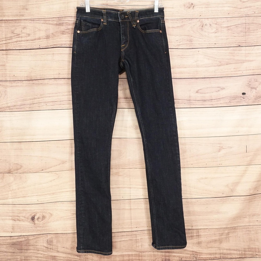 Volcom Vorta Jeans Mens 28 Blue Dark Wash Slim Straight Denim Pants 29x32